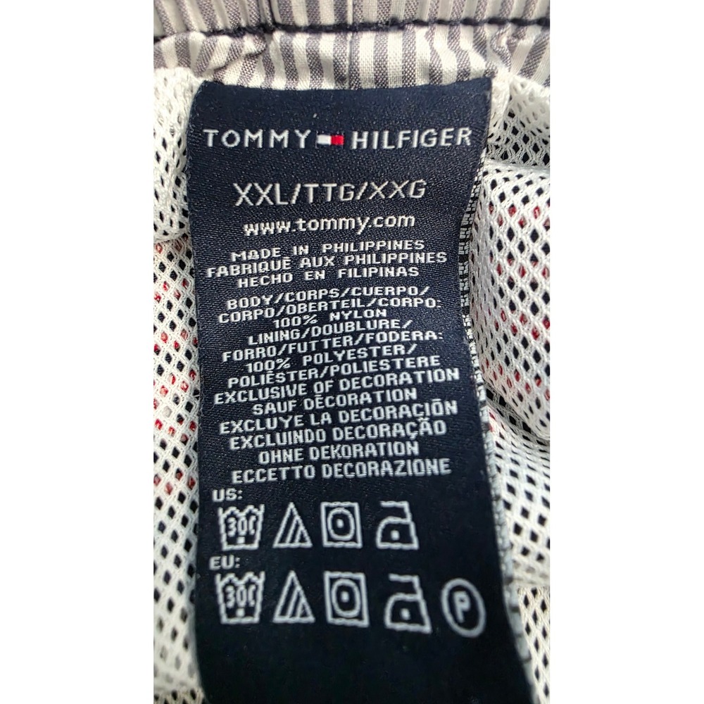 Tommy Hilfiger Men's Swim Trunks XXL Navy Blue Red Colorblock Mesh Lined Shorts - Picture 3 of 9